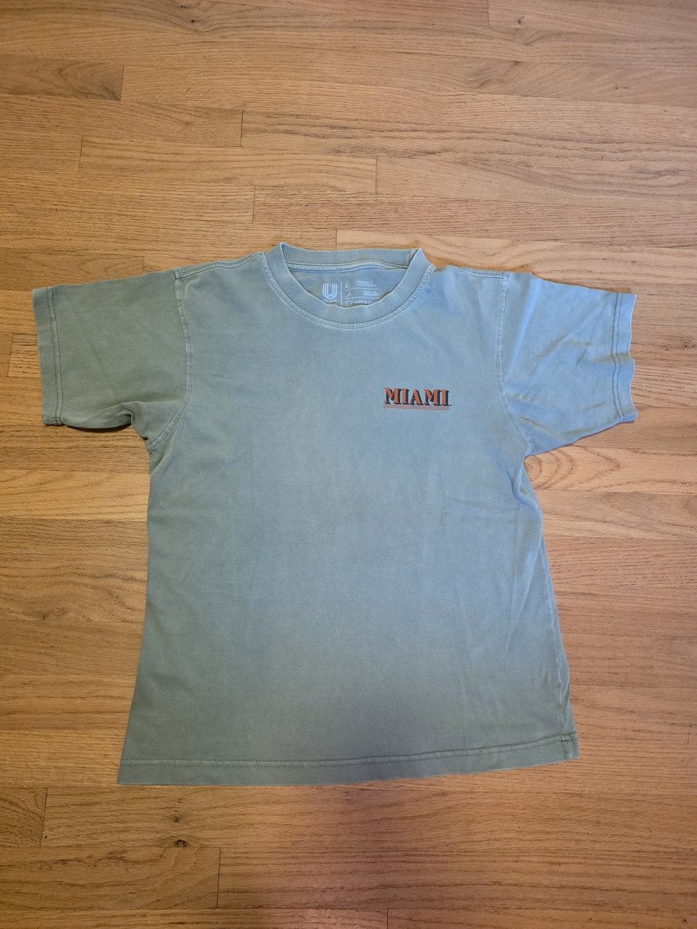 Uscape MIAMI Tee - Green with Orange Logo Size S